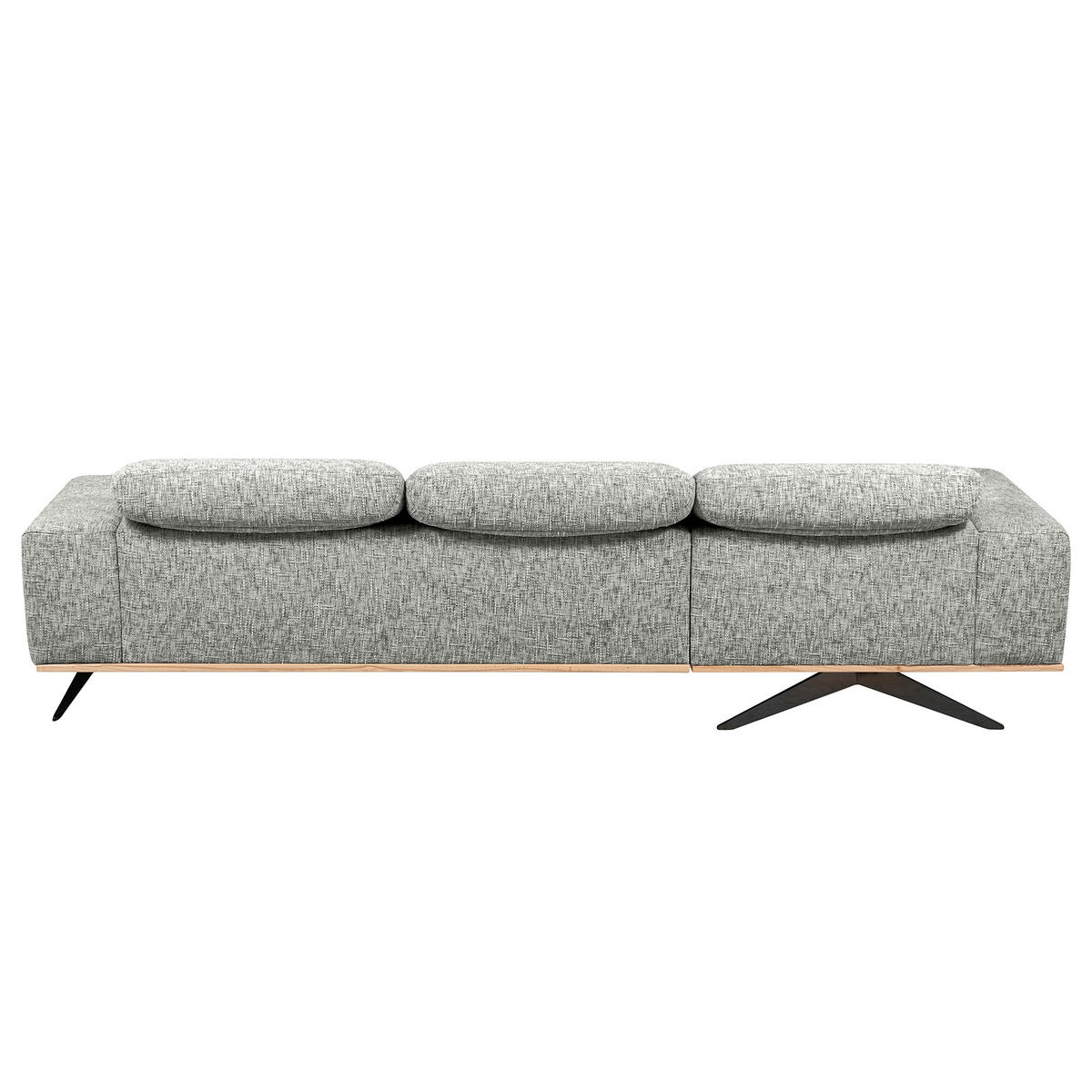 ECKSOFA PORTLAND in Struktur Grau Kopfteilverstellung  187/295 cm  - Schwarz/Grau, Design, Holz/Textil (187/295cm) - Livetastic