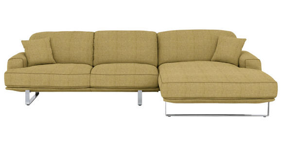 ECKSOFA in Webstoff Gelb  - Gelb, Design, Textil/Metall (304/184cm) - Dieter Knoll