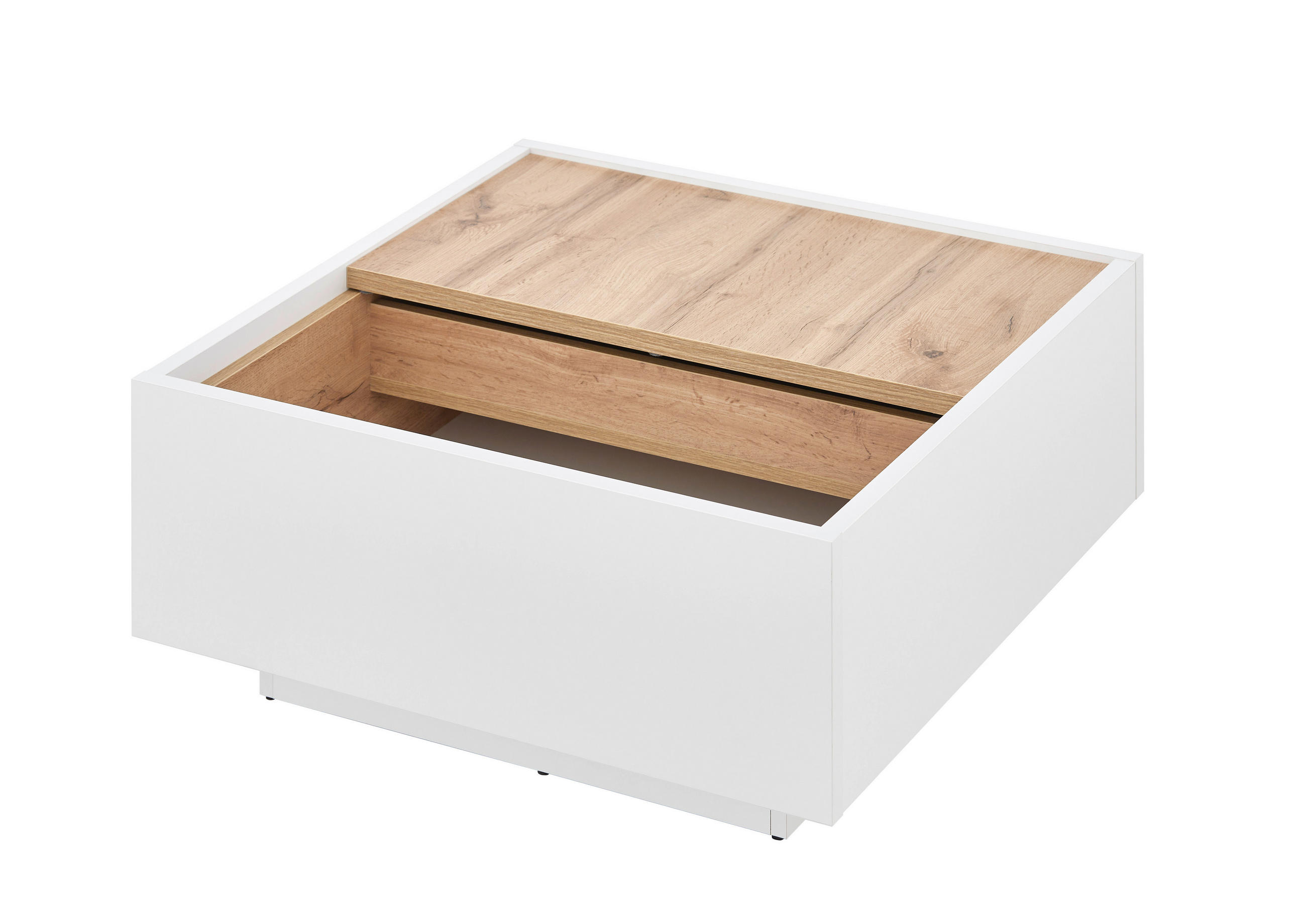 COUCHTISCH rechteckig Weiß, Eiche Wotan  - Eiche Wotan/Weiß, Design, Holzwerkstoff (75/34/75cm) - MID.YOU