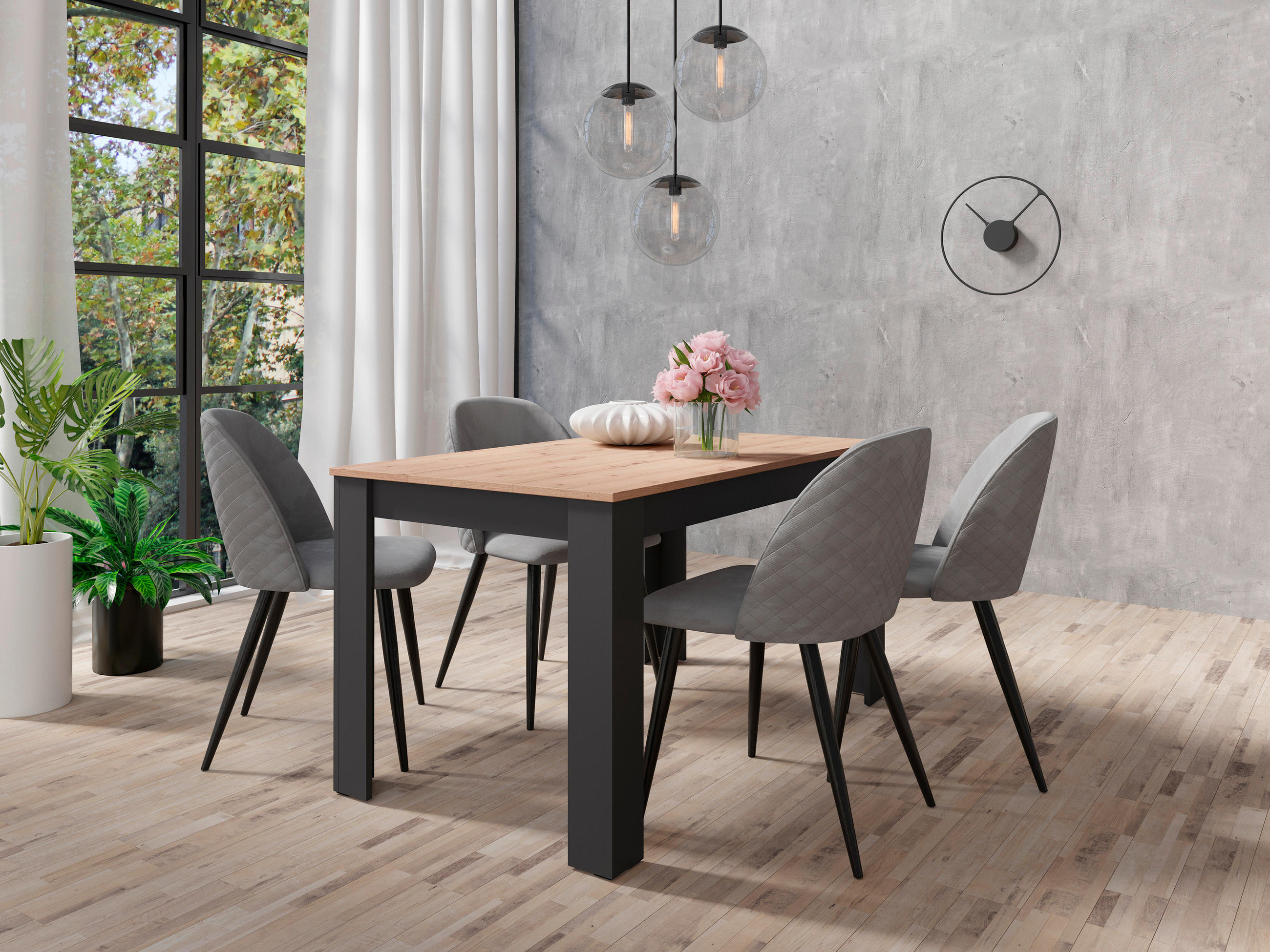 ESSTISCH rechteckig Anthrazit, Eiche Artisan  - Anthrazit/Eiche Artisan, LIFESTYLE, Holzwerkstoff (140/80/75cm) - MID.YOU