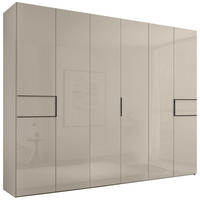 DREHTÜRENSCHRANK 298/222/63 cm,  in Elfenbein, 6-türig  - Elfenbein/Schwarz, Design, Glas/Holzwerkstoff (298/222/63cm) - Dieter Knoll