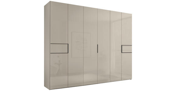DREHTÜRENSCHRANK 298/222/63 cm,  in Elfenbein, 6-türig  - Elfenbein/Schwarz, Design, Glas/Holzwerkstoff (298/222/63cm) - Dieter Knoll