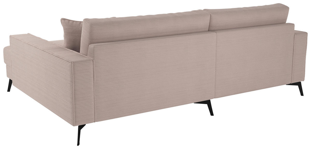 ECKSOFA TED Rosa Cord Zierkissen  - Schwarz/Rosa, Trend, Textil/Metall (228/174cm) - P & B