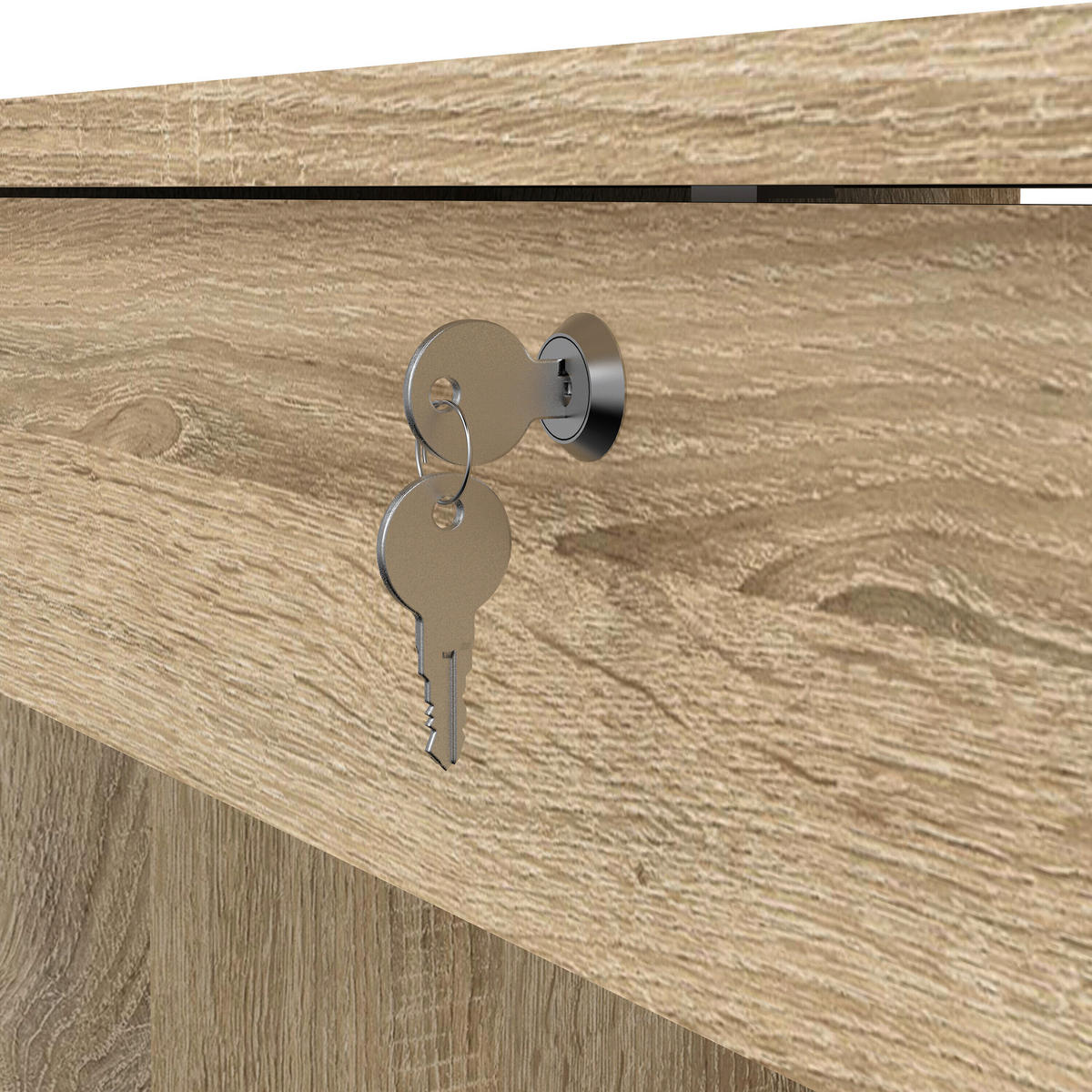 SCHREIBTISCH 109,3/48,5/75,6 cm  in Eichefarben  - Eichefarben/Silberfarben, MODERN, Holzwerkstoff/Kunststoff (109,3/48,5/75,6cm) - MID.YOU