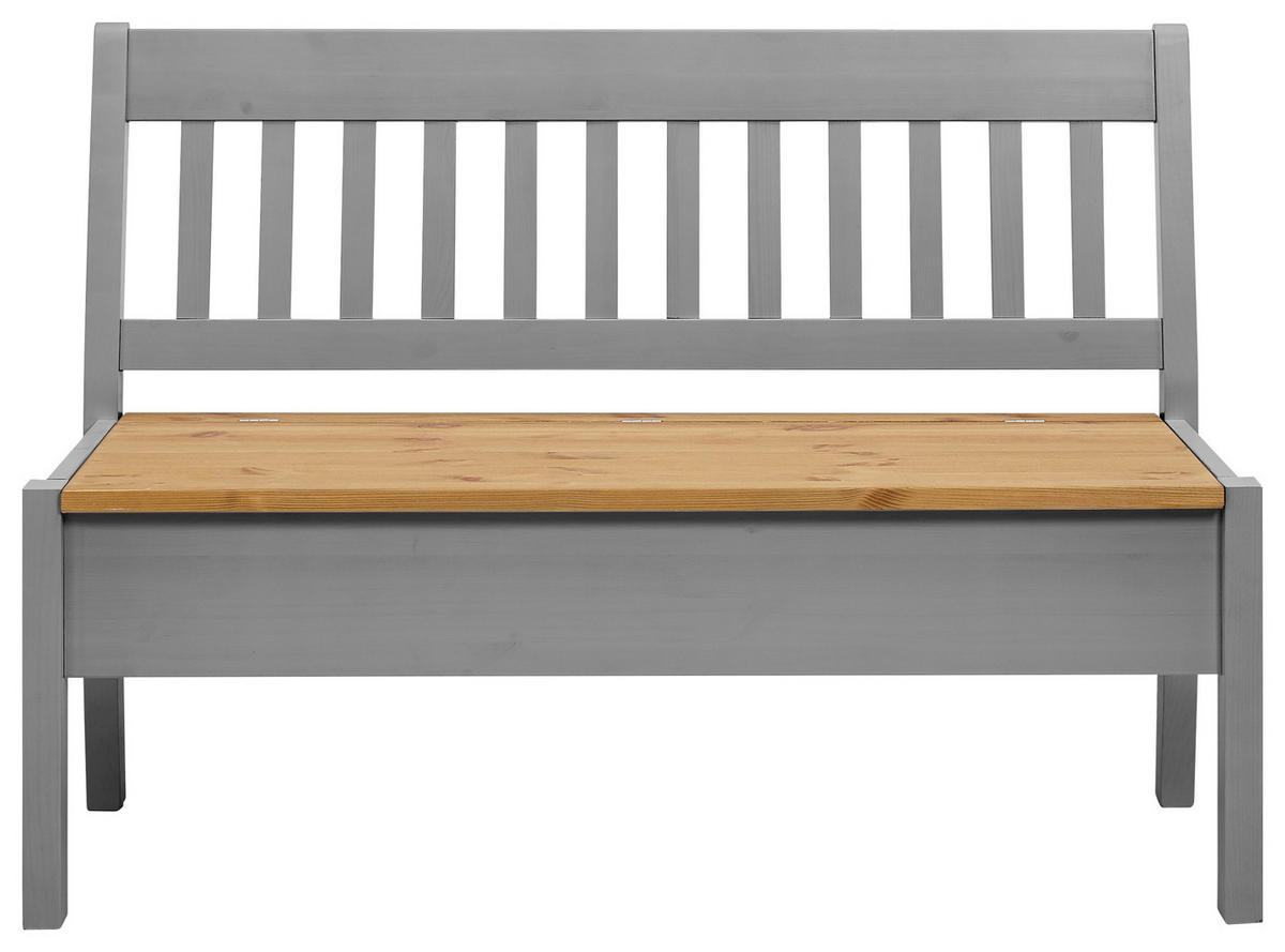 SITZBANK 130/93/58 cm Grau, Laugenfarbig Kiefer massiv  - Laugenfarbig/Grau, ROMANTIK / LANDHAUS, Holz (130/93/58cm) - Boxxx