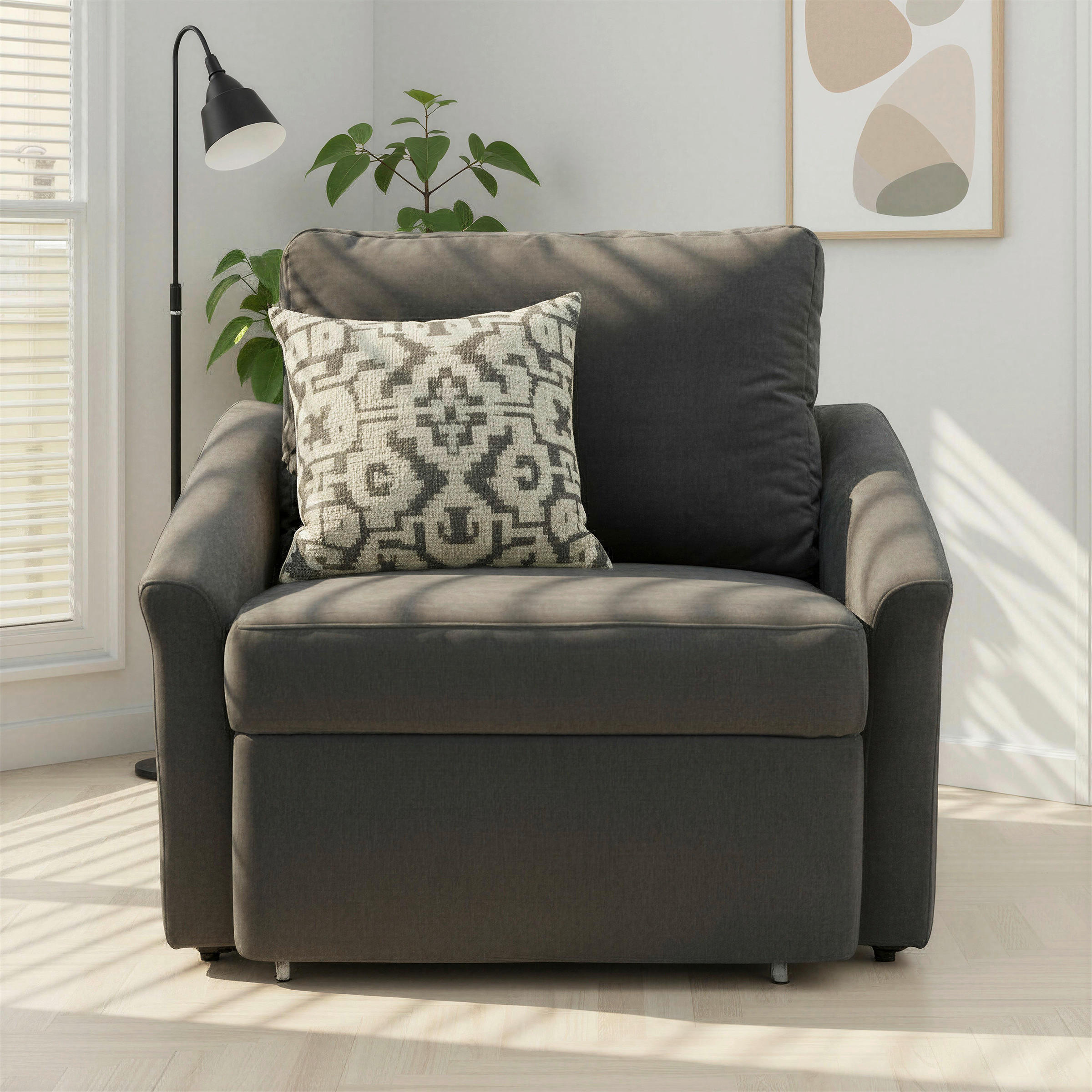 SCHLAFSESSEL RELAX BOX Mikrofaser Dunkelgrau    - Dunkelgrau/Beige, Basics, Kunststoff/Textil (108/86/96cm) - MID.YOU