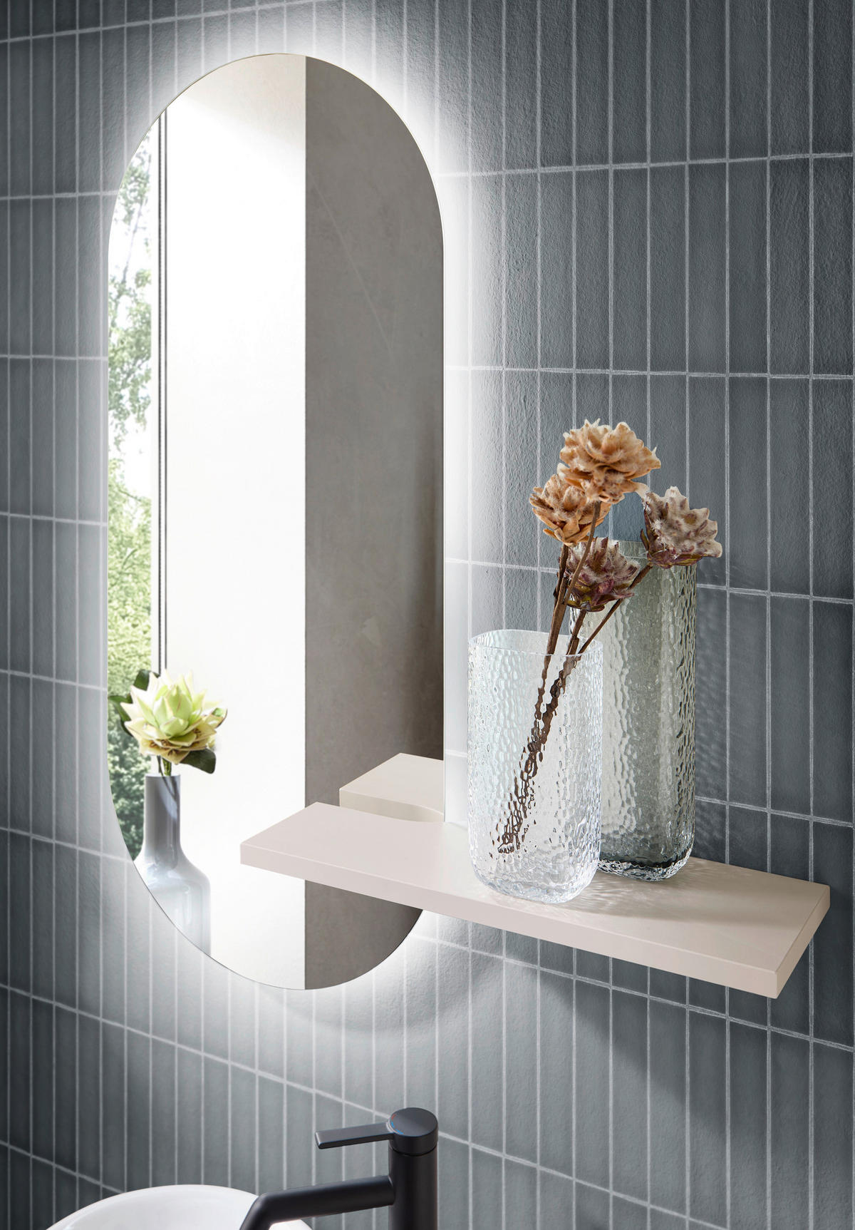 BADEZIMMERSPIEGEL 40/90/3,2 cm  - Transparent, Design, Glas/Holzwerkstoff (40/90/3,2cm) - Sadena