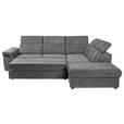 ECKSOFA Dunkelgrau Flachgewebe - Dunkelgrau/Schwarz, KONVENTIONELL, Kunststoff/Textil (280/235cm) - Carryhome