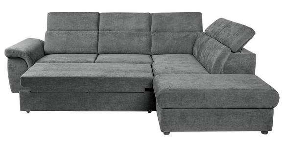 ECKSOFA Dunkelgrau Flachgewebe - Dunkelgrau/Schwarz, KONVENTIONELL, Kunststoff/Textil (280/235cm) - Carryhome