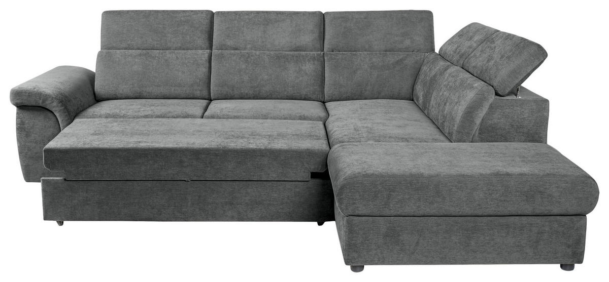 ECKSOFA Dunkelgrau Flachgewebe  - Dunkelgrau/Schwarz, KONVENTIONELL, Kunststoff/Textil (280/235cm) - Carryhome