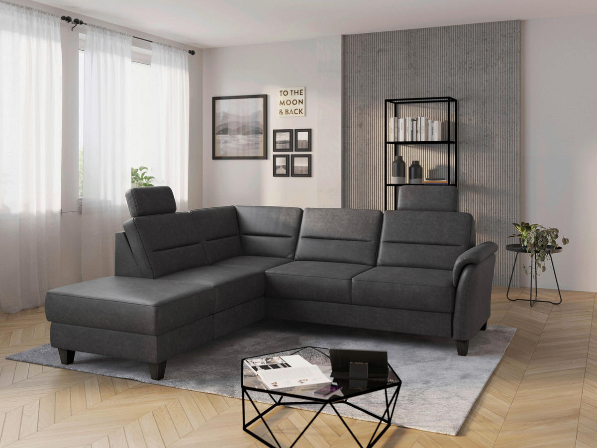 ECKSOFA PALMERA V Anthrazit Mikrofaser  - Wengefarben/Anthrazit, KONVENTIONELL, Holz/Textil (212/236cm) - Sit & More
