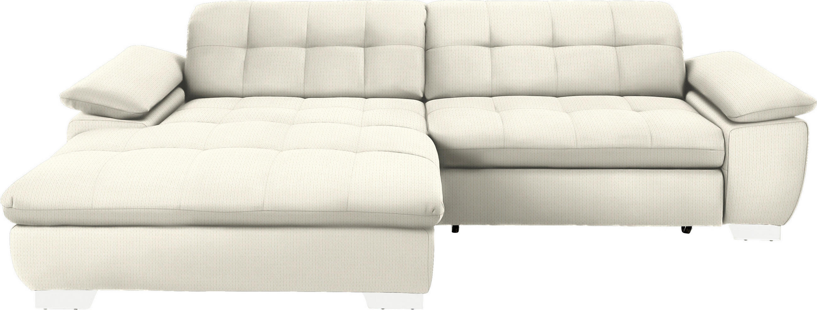 ECKSOFA in Mikrofaser Weiss  - Chromfarben/Weiss, Design, Textil/Metall (180/265cm) - Carryhome