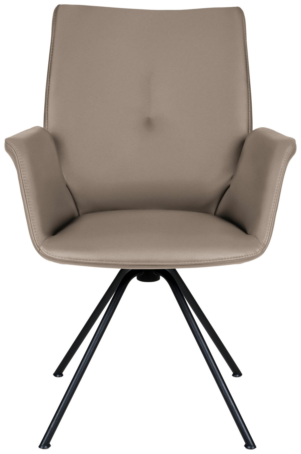 ARMLEHNSTUHL  in Stahl Echtleder pigmentiert  - Taupe/Schwarz, Design, Leder/Metall (65/91/63cm) - Dieter Knoll