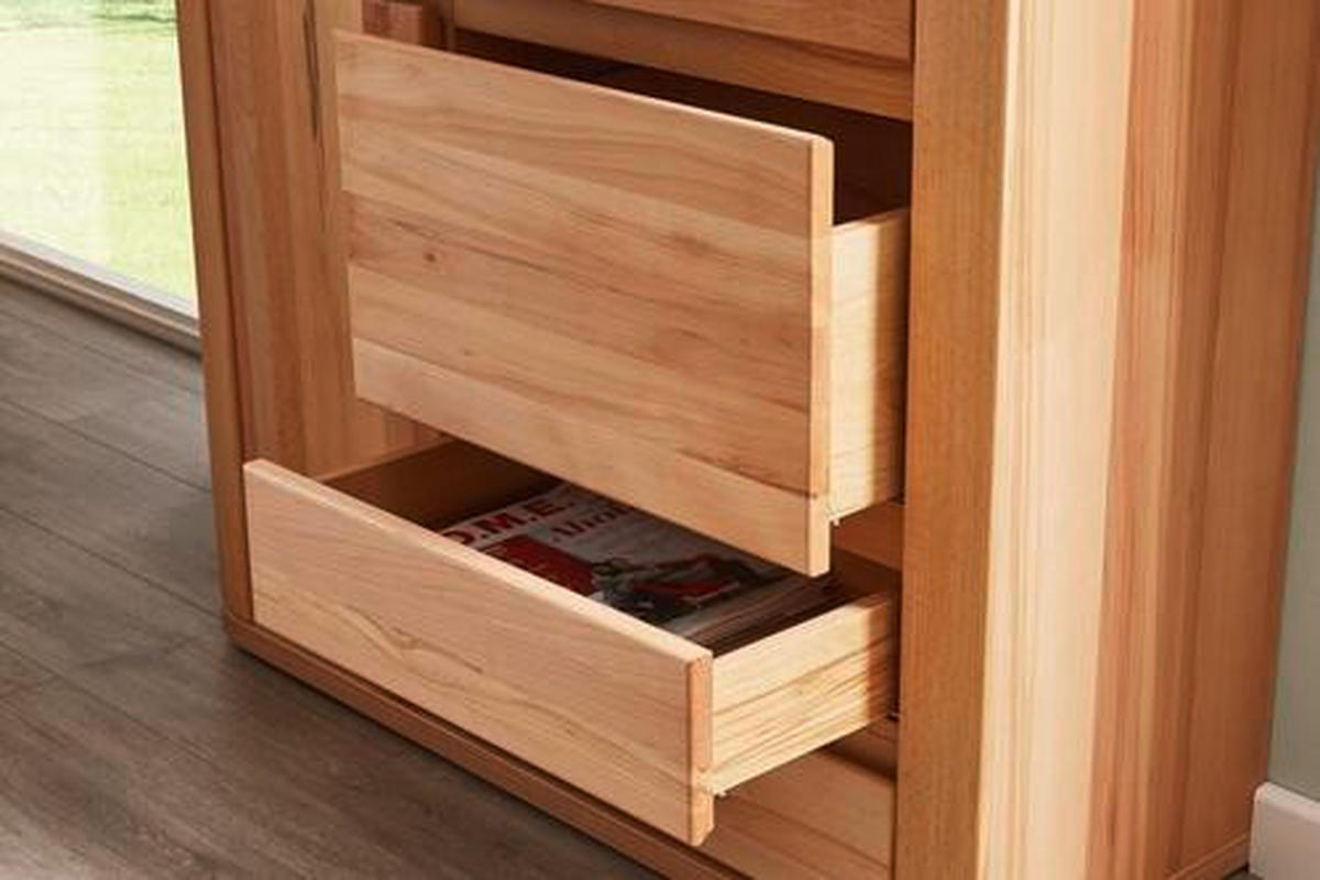 HIGHBOARD Kernbuche  99/140/38 cm  - Kernbuche/Grau, Konventionell, Glas/Holz (99/140/38cm) - Voleo