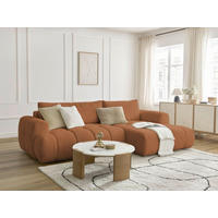ECKSCHLAFSOFA FUJI Bouclé Orange  inkl.  - Schwarz/Orange, MODERN, Kunststoff/Textil (292/160cm)