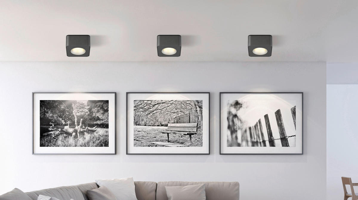 LED-STRAHLER 11,7/11,7/5,5 cm   - Klar/Dunkelgrau, KONVENTIONELL, Kunststoff/Metall (11,7/11,7/5,5cm) - Globo