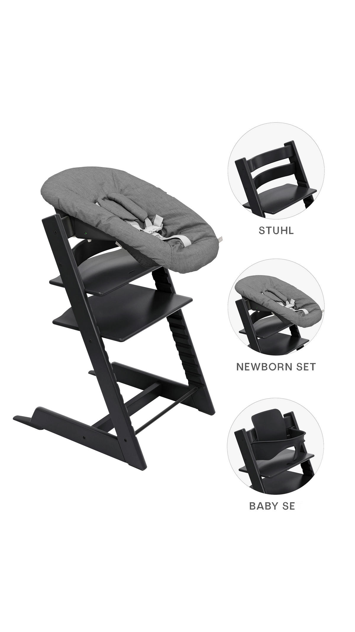 SET ZA STOLČEK ZA HRANJENJE  Tripp Trapp Bundles  87/65/46 cm         črna  - črna, Basics, les (87/65/46cm) - Stokke