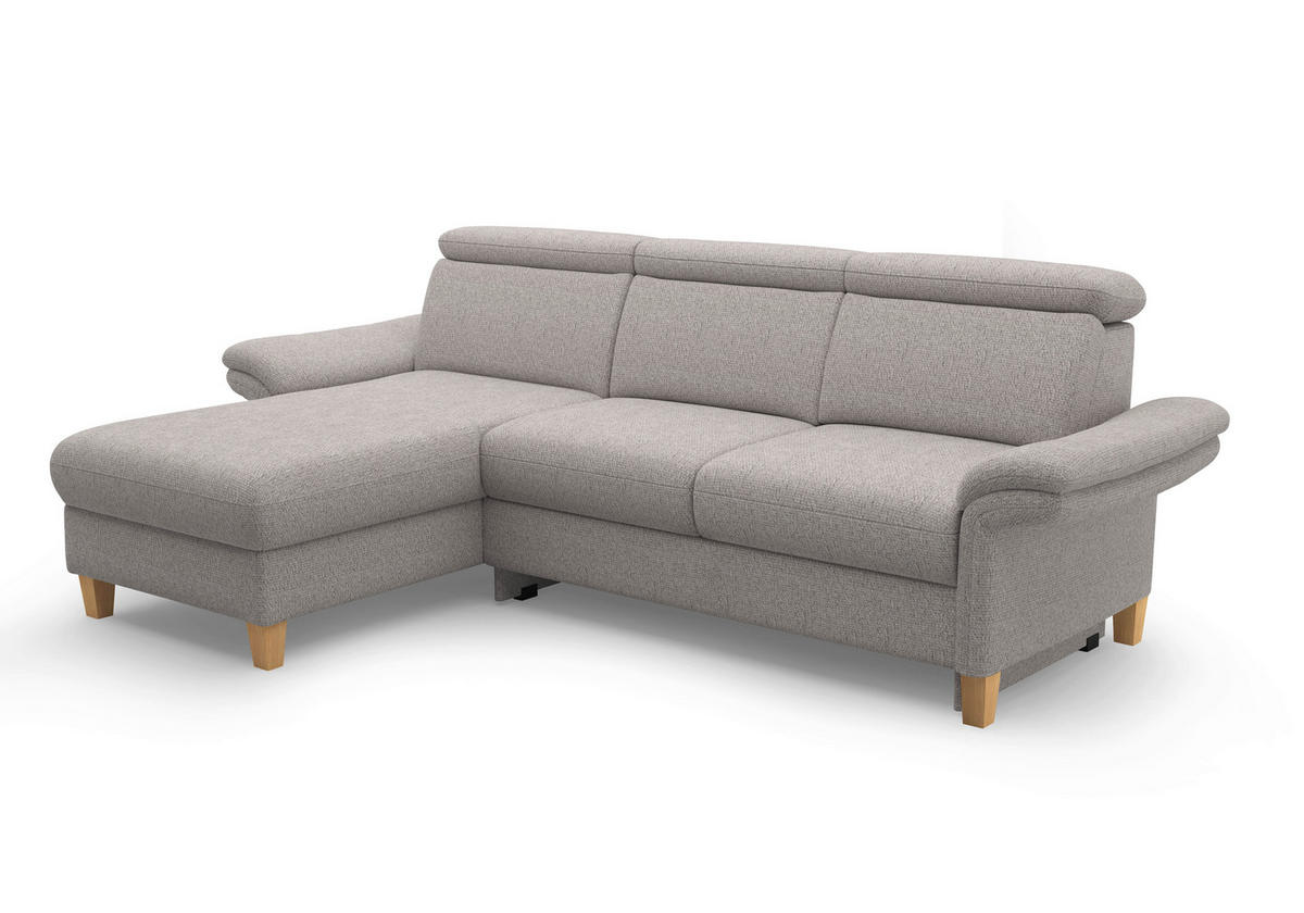 ECKSOFA GLENDALE E Silberfarben Chenille  - Eichefarben/Silberfarben, KONVENTIONELL, Holz/Textil (166/253cm) - Sit & More
