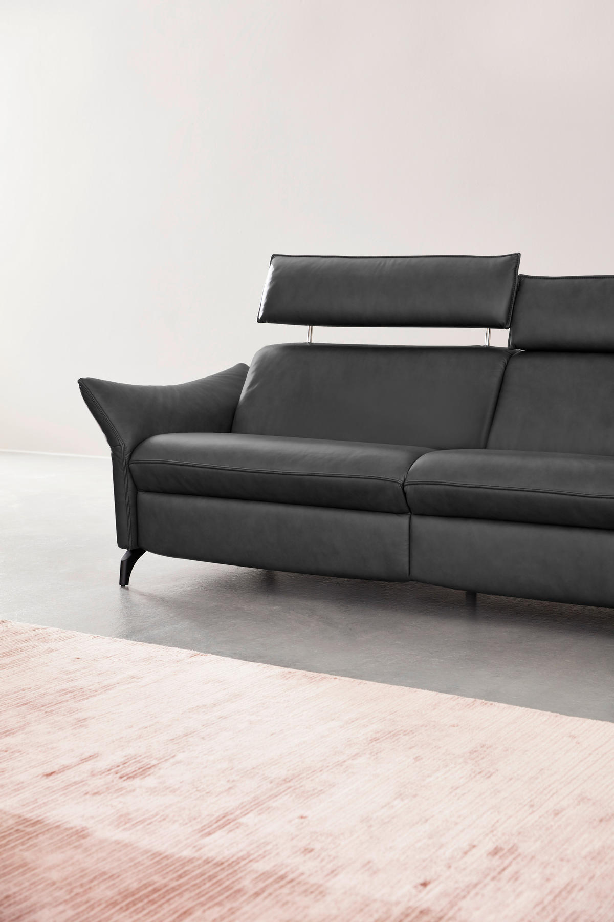 3-SITZER-SOFA in Echtleder Dunkelgrau  - Dunkelgrau/Anthrazit, Design, Leder/Metall (224/92/95cm) - Himolla