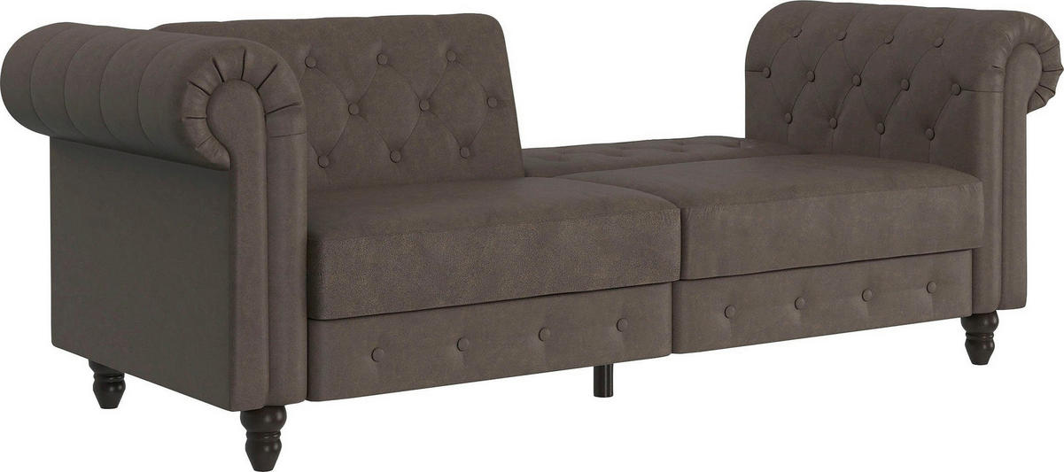 SCHLAFSOFA FIRENZE in Mikrofaser Dunkelbraun Vintage, Skandinavisch, Modern  - Dunkelbraun/Schwarz, Basics, Holz/Textil (236/83/87cm) - Livetastic