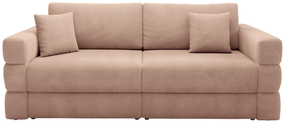SCHLAFSOFA TERAZZO in Webstoff Rosa  - Schwarz/Rosa, Design, Kunststoff/Textil (254/93/167cm) - Livetastic