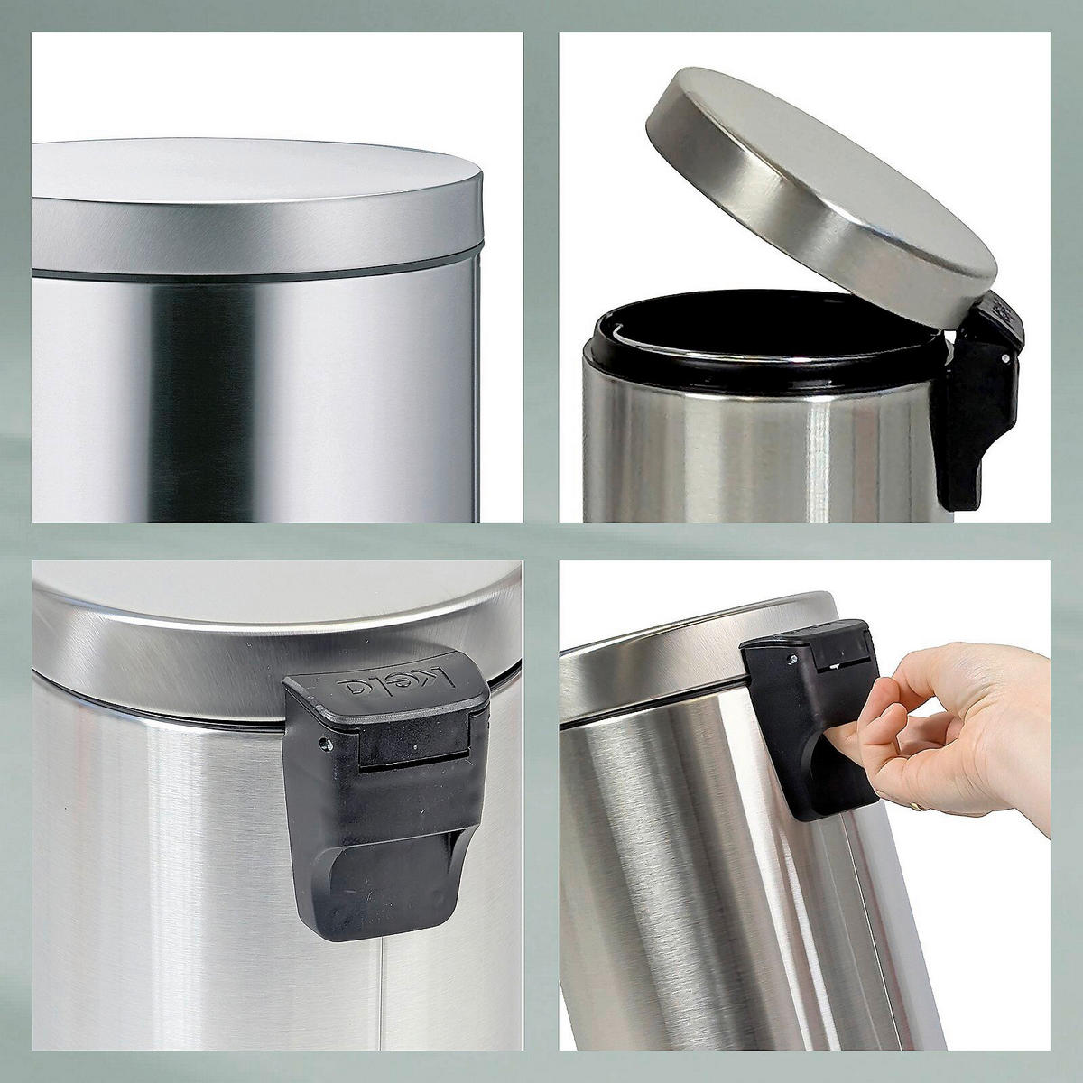 KOSMETIKEIMER MONACO 3 L  - Edelstahlfarben/Schwarz, Basics, Kunststoff/Metall (17/26cm) - Kela