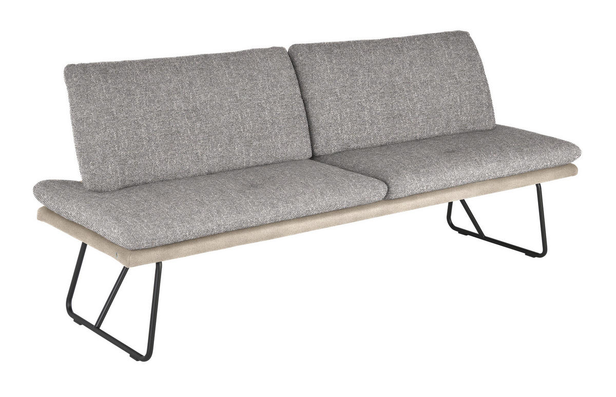 SITZBANK in Metall, Textil Grau, Beige  - Beige/Schwarz, Design, Textil/Metall (208/91/72cm) - Dieter Knoll