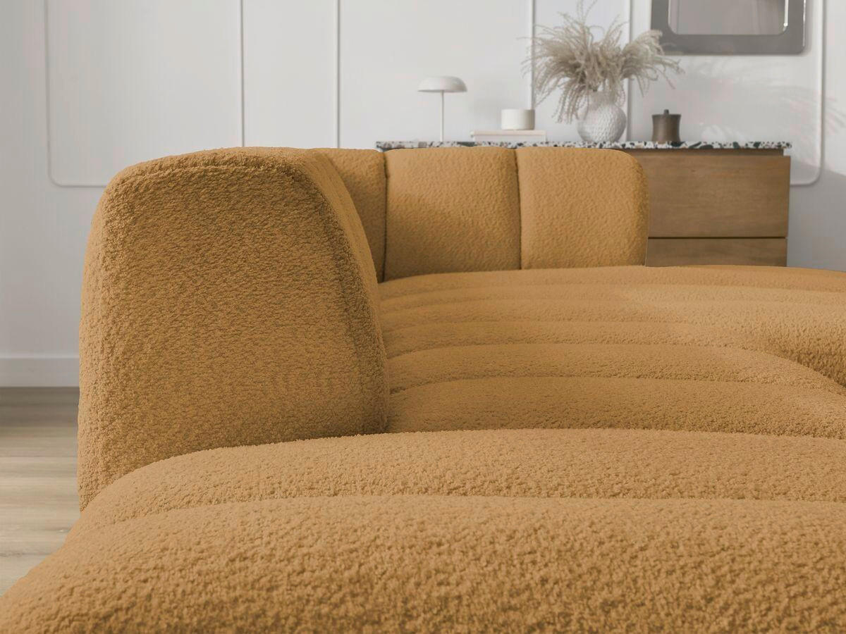 ECKSOFA Ottomane rechts  ANNECY Gelb Bouclé  - Gelb/Schwarz, MODERN, Kunststoff/Textil (262/170cm)