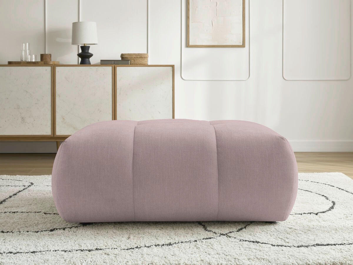 HOCKER FUJI  Leinenoptik Rosa  - Schwarz/Rosa, MODERN, Kunststoff/Textil (112/44/80cm)