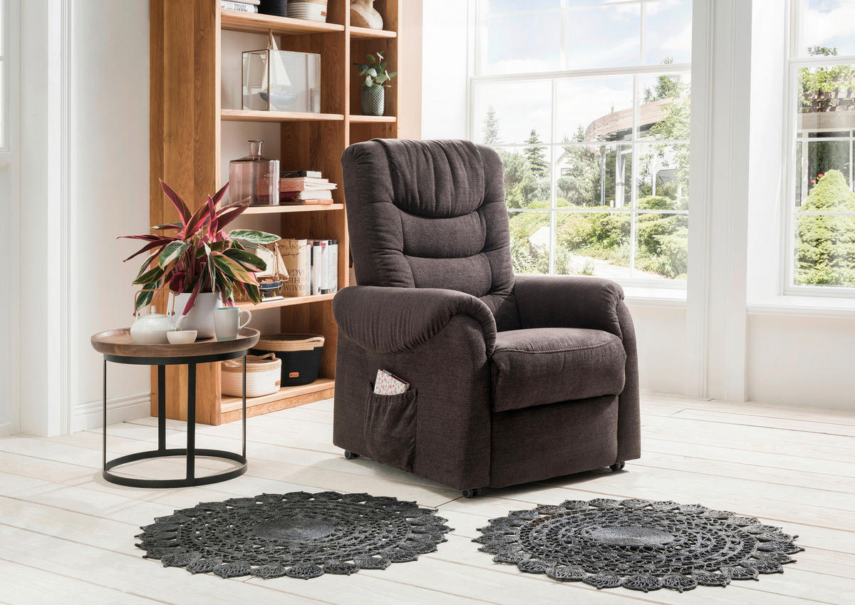 FERNSEHSESSEL  mit Fußteilverstellung, Rücken echt Struktur Dunkelbraun  - Dunkelgrün/Dunkelbraun, Design, Kunststoff/Textil (76/106/94cm) - Livetastic