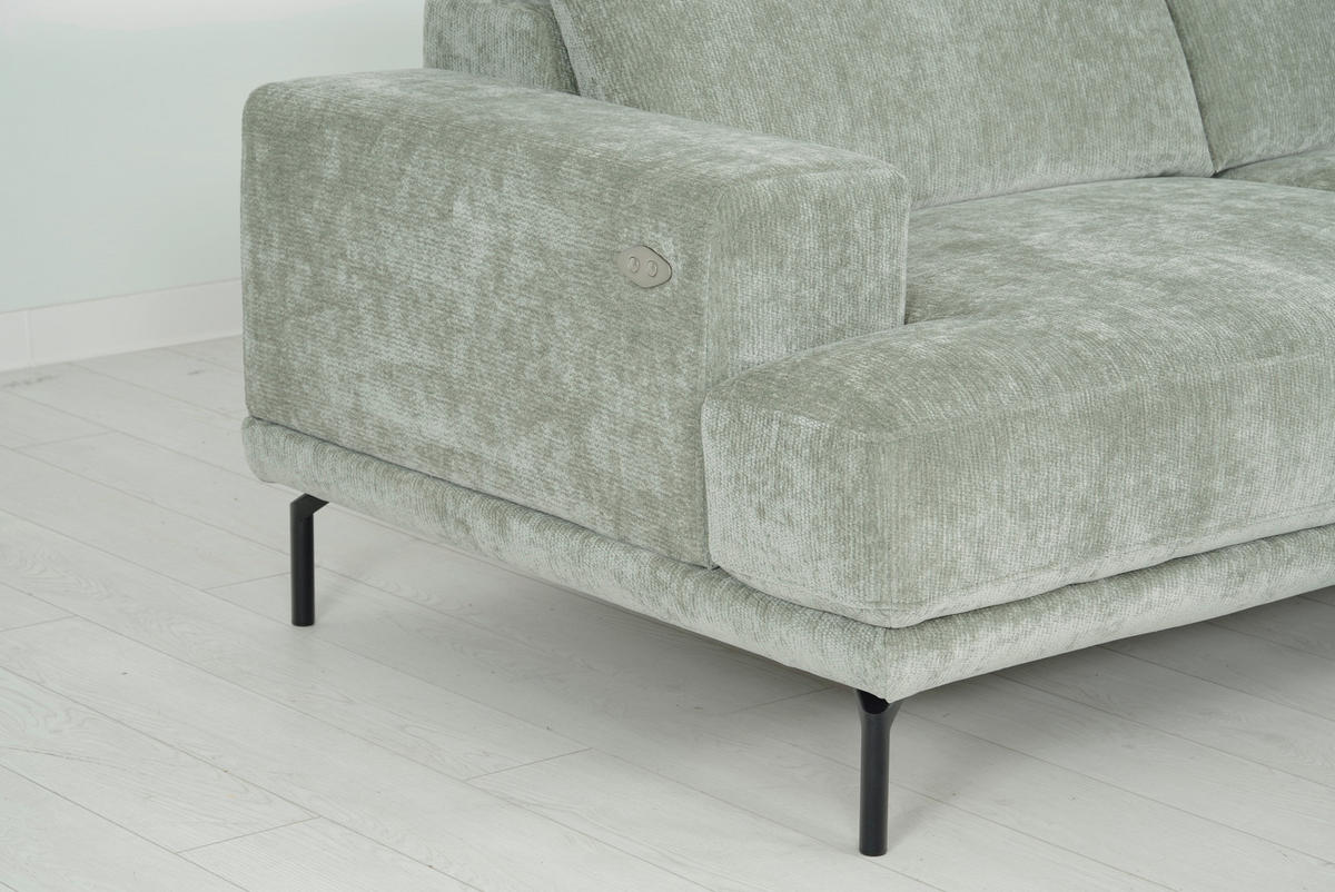 ECKSOFA  in Chenille Mintgrün  307/243 cm  - Schwarz/Mintgrün, Design, Textil/Metall (307/243cm) - Xora