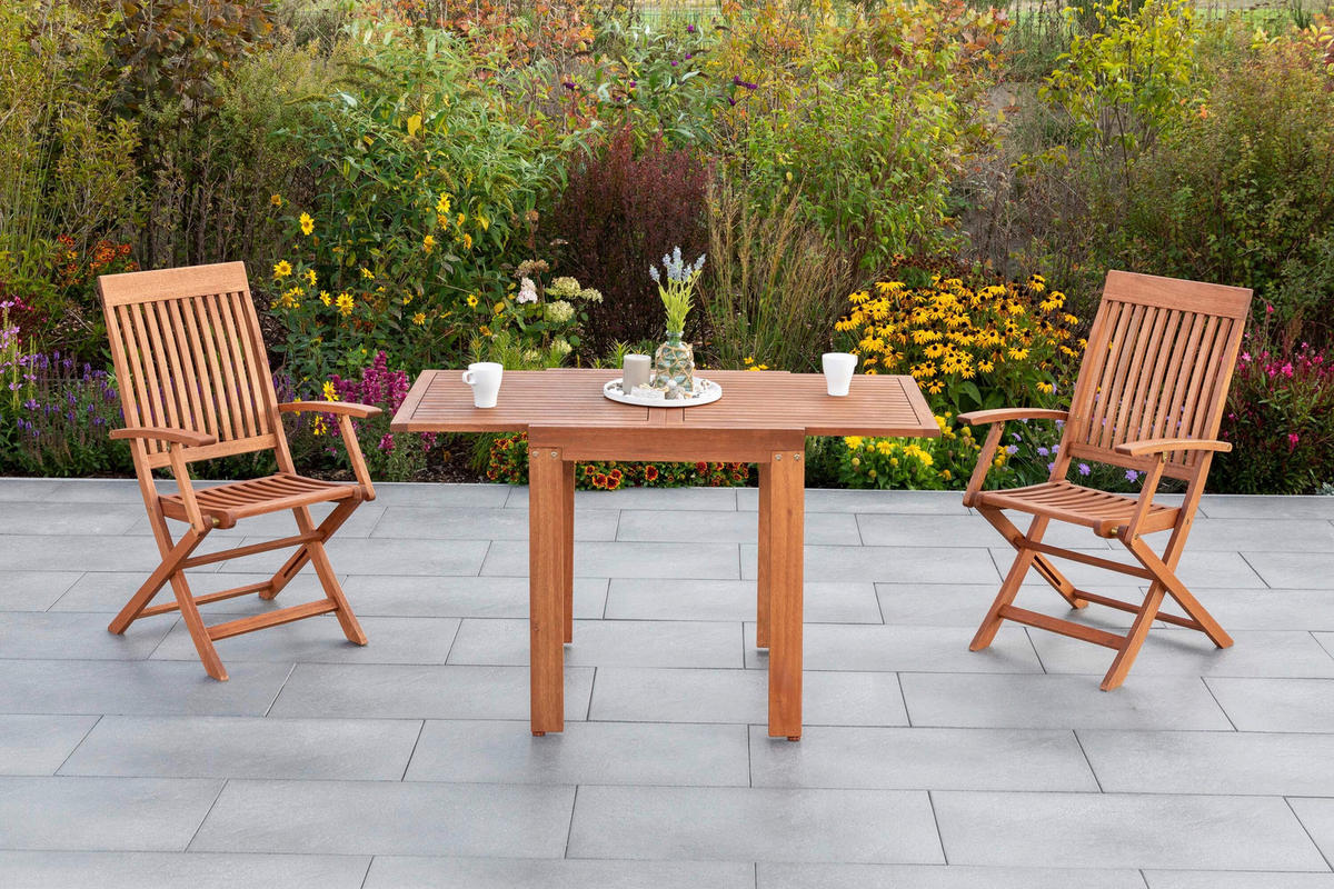 GARTENTISCHGRUPPE Eukalyptusholz Hartholz  - Eukalyptusholzfarben, KONVENTIONELL, Holz - Gardenson