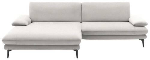 ECKSOFA in Webstoff Creme, Naturfarben  - Creme/Schwarz, Design, Textil/Metall (184/284cm) - Dieter Knoll