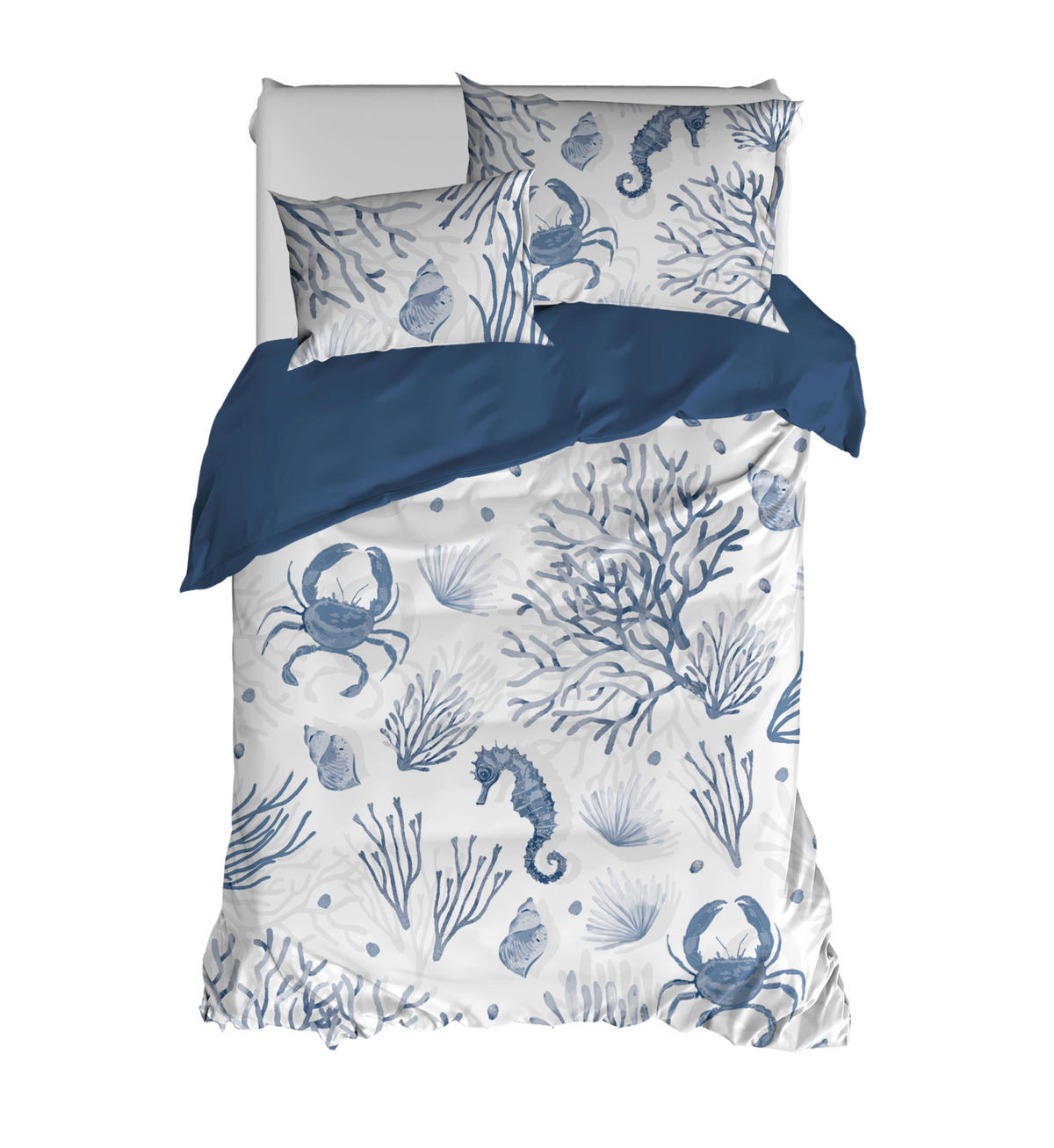 ÁGYNEMŰHUZAT-GARNITÚRA  - kék/fehér, Basics, textil (35cm)