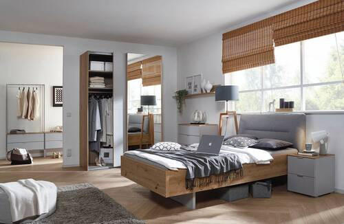 BETT 100/200 cm Graphitfarben, Grau, Eiche Artisan  - Graphitfarben/Eiche Artisan, Trend, Textil (100/200cm) - Stylife