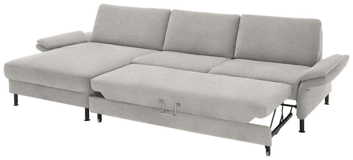 ECKSOFA  in Chenille, Flachgewebe Cappuccino  175/316 cm  - Schwarz/Cappuccino, Design, Textil/Metall (175/316cm) - Dieter Knoll