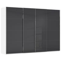 SCHWEBETÜRENSCHRANK 316/223/68 cm 4-türig Grau, Weiß  - Chromfarben/Weiß, Design, Glas/Holzwerkstoff (316/223/68cm) - Novel
