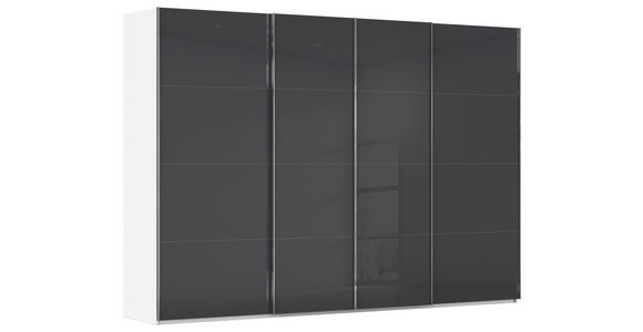 SCHWEBETÜRENSCHRANK 316/223/68 cm 4-türig Grau, Weiß  - Chromfarben/Weiß, Design, Glas/Holzwerkstoff (316/223/68cm) - Novel