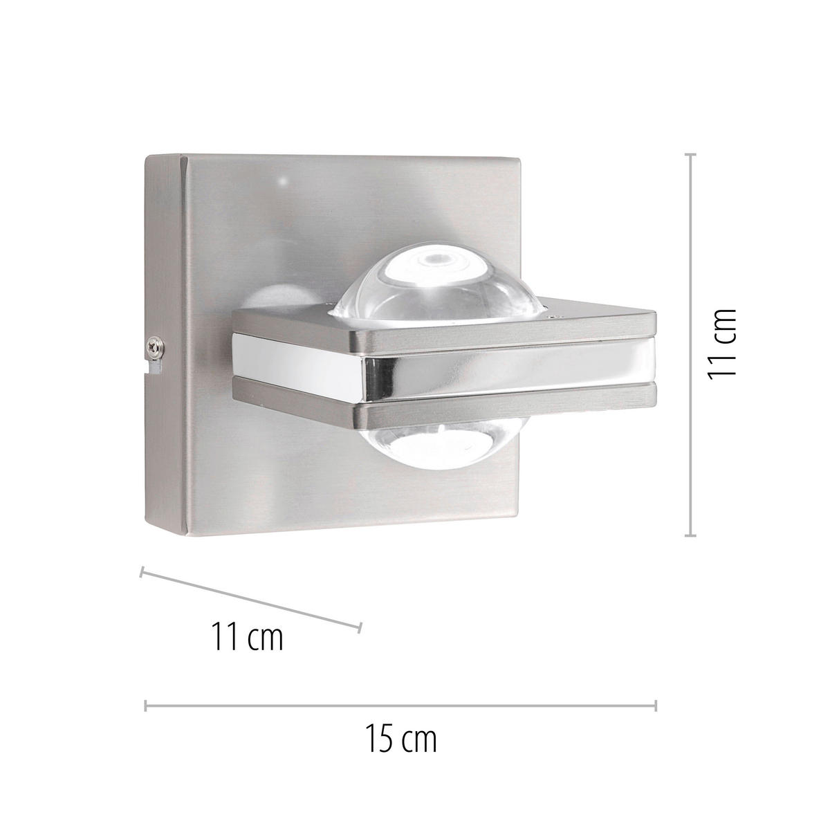 LED-WANDLEUCHTE  15/11/11 cm    - Edelstahlfarben, LIFESTYLE, Glas/Kunststoff (15/11/11cm) - Just Light
