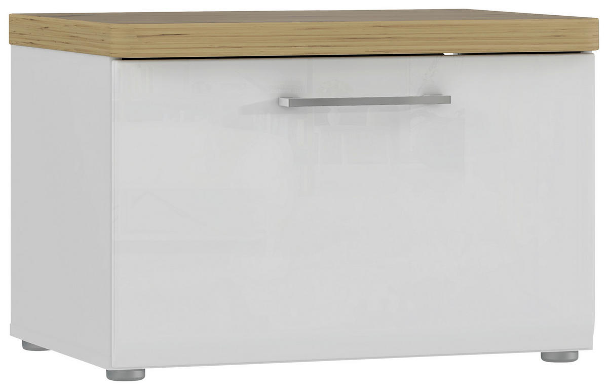 KLUPA ZA PREDSOBLJE  bela, hrast artisan, bela visoki sjaj  pločasti materijal  - bela/bela visoki sjaj, Dizajnerski, pločasti materijal (60,3/40,8/43,4cm) - Hom`in