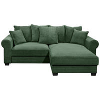 ECKSOFA Dunkelgrün Cord Zierkissen, Rückenkissen, Schlaffunktion, Rücken echt, Stauraum, Liegefläche im Originalstoff  - Dunkelgrün/Schwarz, KONVENTIONELL, Kunststoff/Textil (255/185cm) - Hom`in