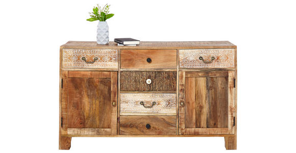 SIDEBOARD in 140/80/44 cm - Dunkelbraun/Messingfarben, Design, Holz/Metall (140/80/44cm) - Landscape