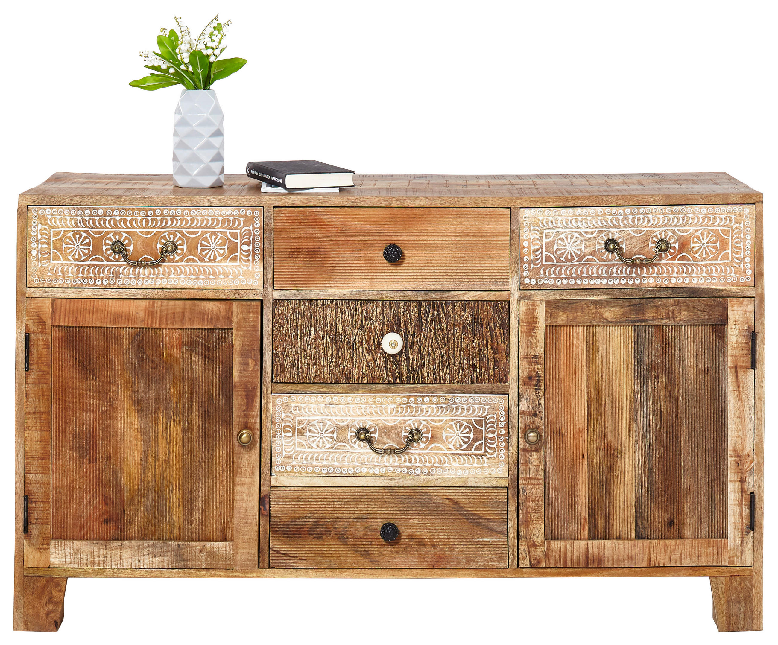 SIDEBOARD  in 140/80/44 cm  - Dunkelbraun/Messingfarben, Design, Holz/Metall (140/80/44cm) - Landscape
