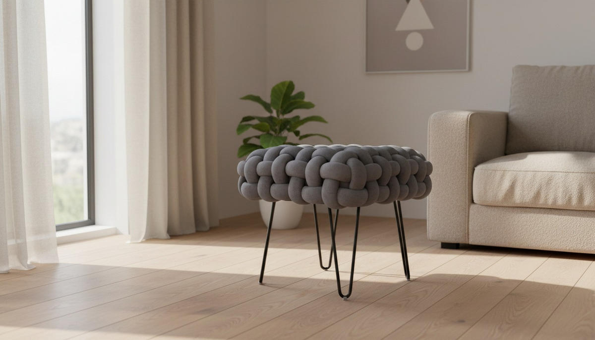 HOCKER Amy Samt Grau, Schwarz  - Schwarz/Grau, Trend, Textil/Metall (44/41/44cm) - Xora