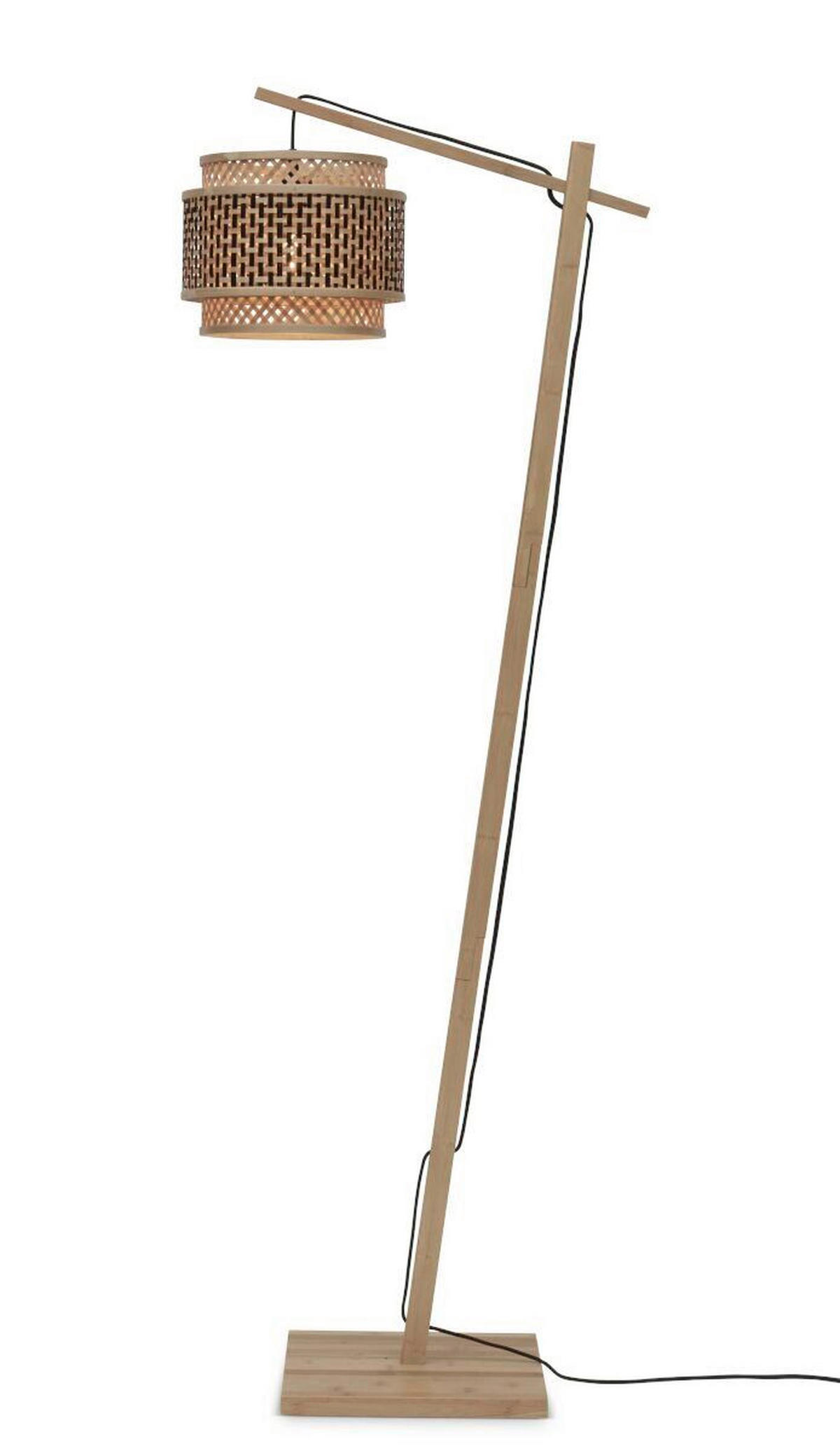 STOJACÍ LAMPA, 150/31/55 cm - černá/přírodní barvy, Trend, dřevo (150/31/55cm) - Good & Mojo