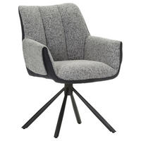 ARMLEHNSTUHL  Wippfunktion, Sitzfläche 360° drehbar, automatische Rückholfunktion Chenille, Mikrofaser  Grau, Schwarz  - Schwarz/Grau, Design, Textil/Metall (62/87/64cm) - Novel