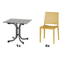GARTENGARNITUR 5-teilig Stahl 5-teilig  - Gelb, Basics, Kunststoff/Metall (80/80/80cm) - Siena Garden