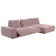 ECKSOFA in Velours Altrosa  - Schwarz/Altrosa, Design, Kunststoff/Textil (342/174cm) - Xora