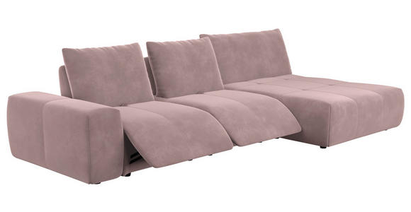 ECKSOFA in Velours Altrosa  - Schwarz/Altrosa, Design, Kunststoff/Textil (342/174cm) - Xora