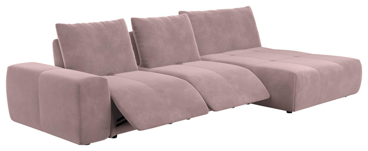 ECKSOFA in Velours Altrosa  - Schwarz/Altrosa, Design, Kunststoff/Textil (347/174cm) - Xora